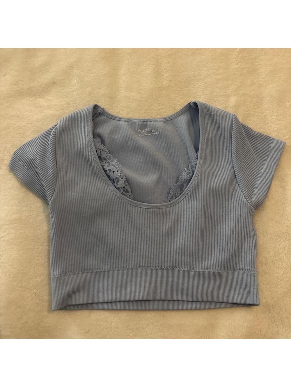 Aerie Women's Blue and Purple Crop-top